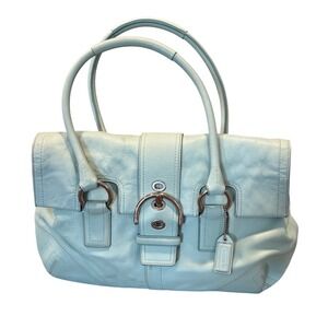 Coach Soho Pale Blue / Ice Blue Leather Satchel & Trifold Wallet Y2K Set